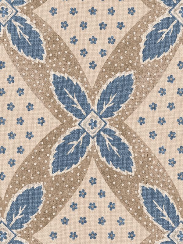 Arthur  Wallpaper by Nathan Turner - Blue on Taupe on Sale