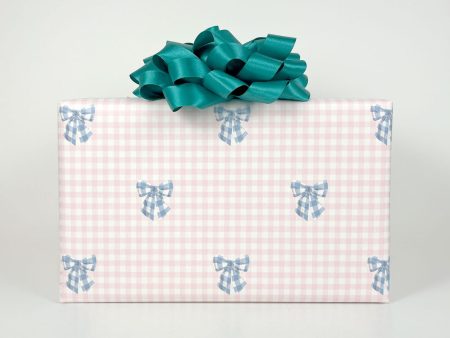 Barbie™ Gingham Bow Gift Wrap - Cornflower on Ballet Slipper Supply