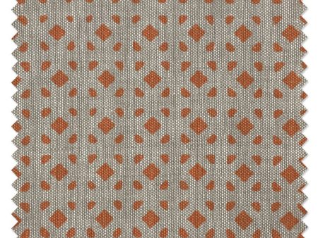 Fabric by the Yard - Barbie™ Dreamhouse Breezeblocks - Orange on Flax Linen Cheap