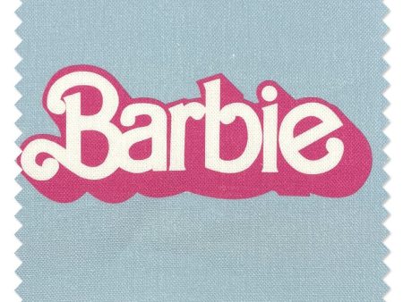 Fabric by the Yard - 80s Barbie™ Logo - Baby Blue Fashion