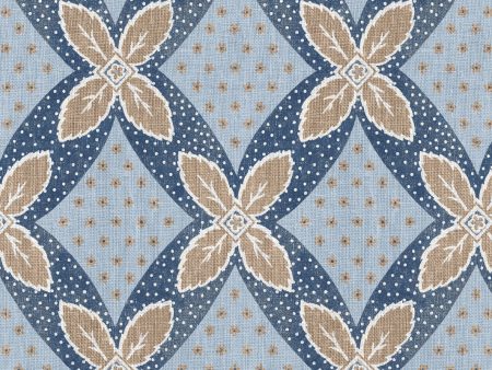 Arthur  Wallpaper by Nathan Turner - Taupe on Blue For Sale