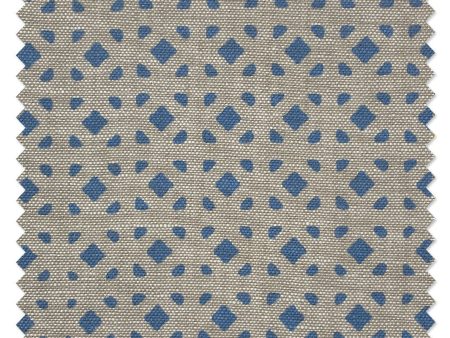 Fabric by the Yard - Barbie™ Dreamhouse Breezeblocks - Blue on Flax Linen Online now