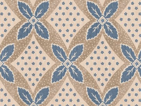 Arthur  Wallpaper by Nathan Turner - Blue on Taupe on Sale