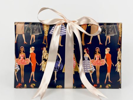 Barbie™ Vintage Illustration Gift Wrap - Navy For Sale