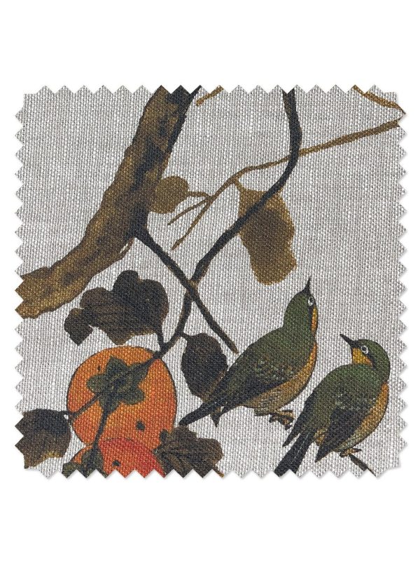 Fabric by the Yard - Persimmon Birds - Persimmon on Organic Twill Cheap