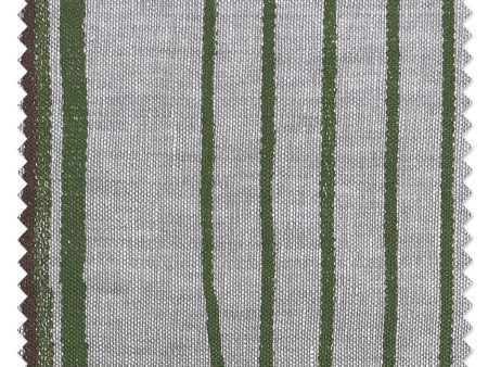 Fabric by the Yard - Two Tone Stripe - Rust + Moss on Flax Linen Sale