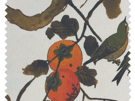 Fabric by the Yard - Persimmon Birds - Persimmon on Organic Twill Cheap