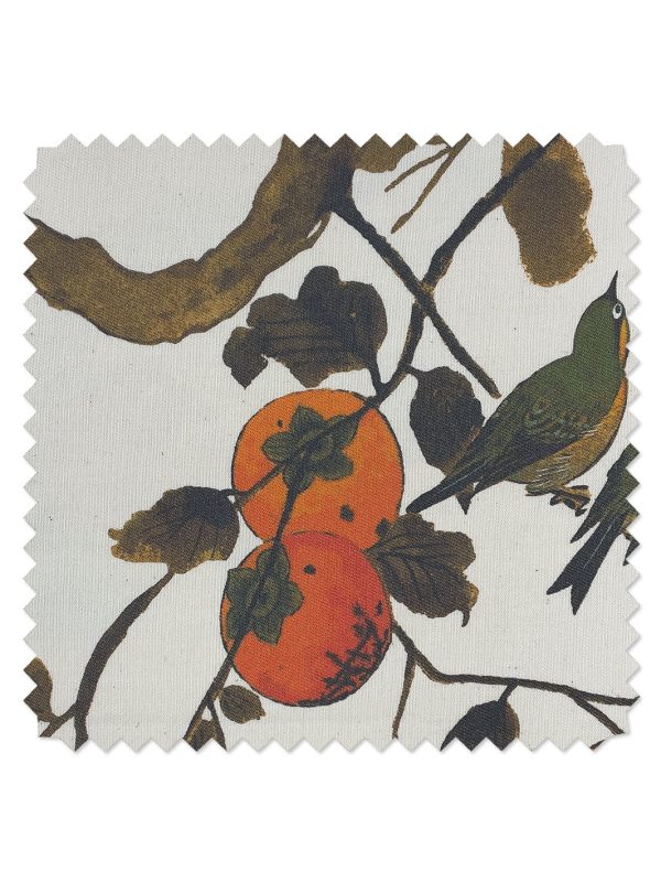 Fabric by the Yard - Persimmon Birds - Persimmon on Organic Twill Cheap