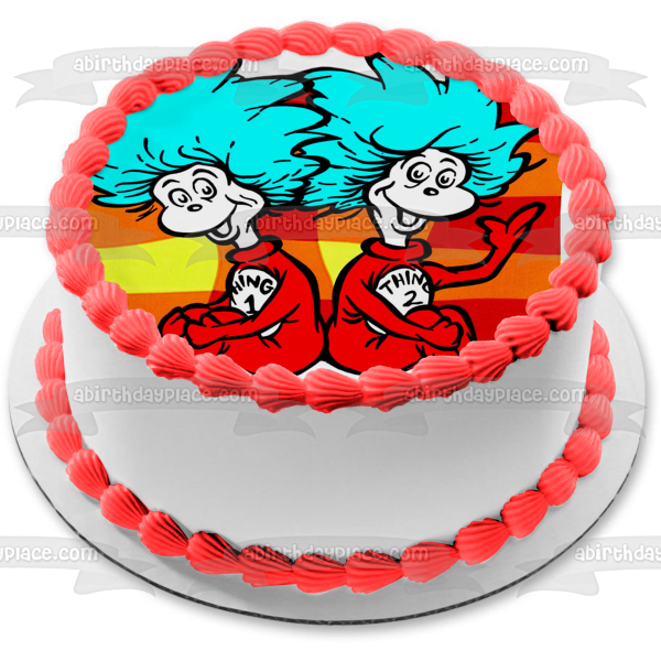 Dr. Seuss The Cat in the Hat Thing 1 Thing 2 Edible Cake Topper Image ABPID00928 Online Sale