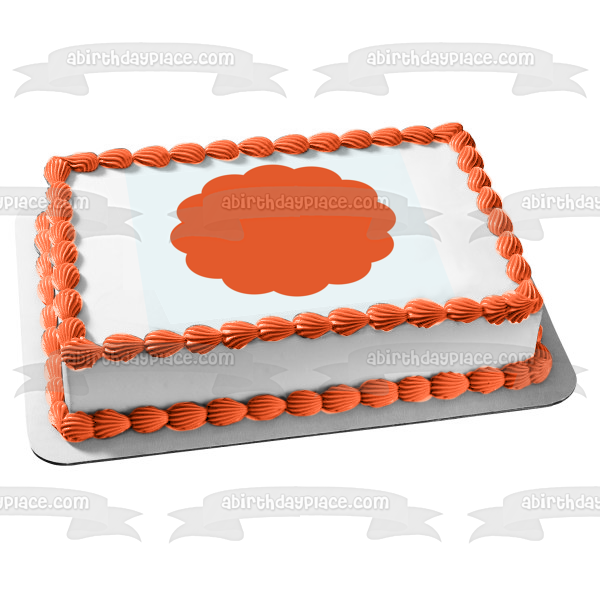 Orange Scalloped Circle on White Background Edible Cake Topper Image ABPID00819 Sale