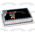 Basketball Goal with Basketball on Black Background Edible Cake Topper Image ABPID00783 Supply