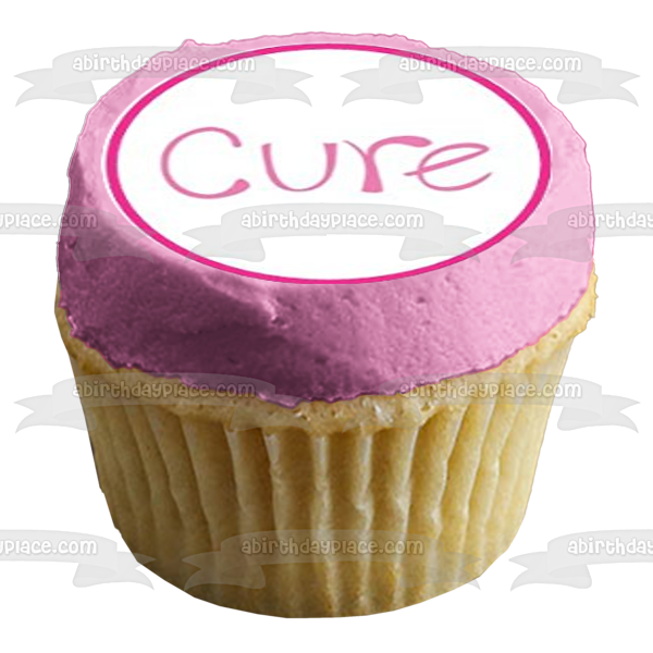 Breast Cancer Awareness Believe Cure Pink Ribbons and Butterflies Edible Cupcake Topper Images ABPID00499 Cheap