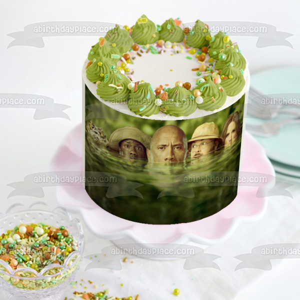 Jumanji Welcome to the Jungle Dr. Smolder Bravestone Professor Shelly Oberon and a Crocodile Edible Cake Topper Image ABPID00853 Online Hot Sale