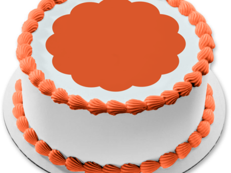 Orange Scalloped Circle on White Background Edible Cake Topper Image ABPID00819 Sale