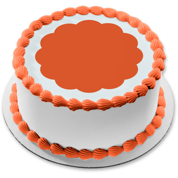 Orange Scalloped Circle on White Background Edible Cake Topper Image ABPID00819 Sale