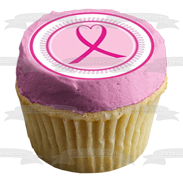 Breast Cancer Awareness Believe Cure Pink Ribbons and Butterflies Edible Cupcake Topper Images ABPID00499 Cheap