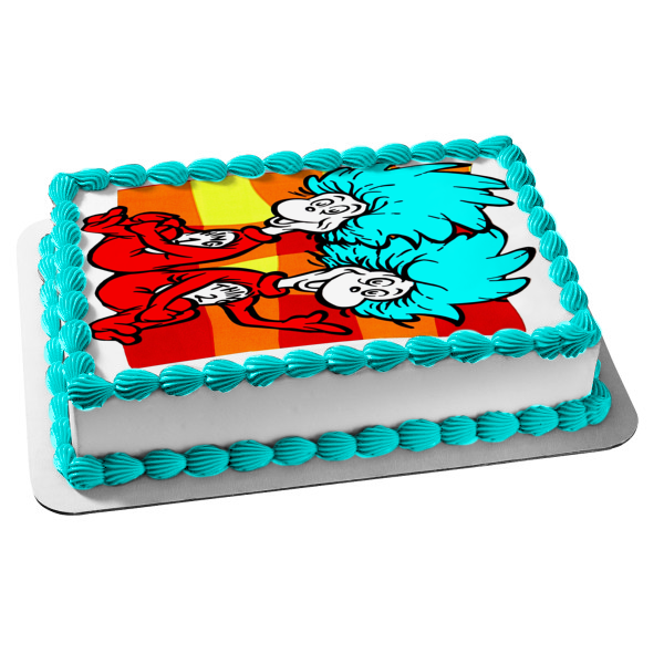 Dr. Seuss The Cat in the Hat Thing 1 Thing 2 Edible Cake Topper Image ABPID00928 Online Sale