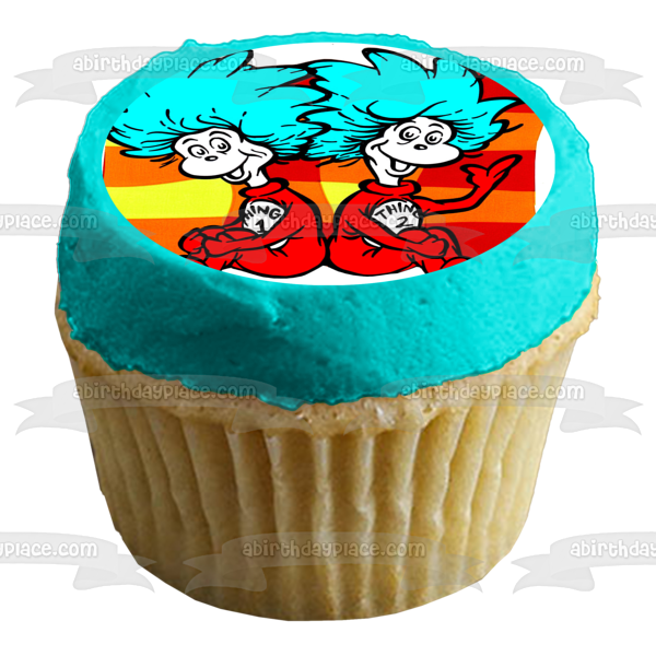 Dr. Seuss The Cat in the Hat Thing 1 Thing 2 Edible Cake Topper Image ABPID00928 Online Sale