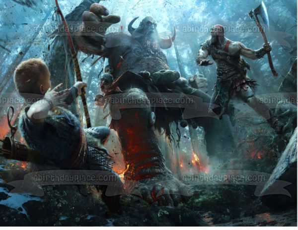 God of War Battle Scene Edible Cake Topper Image ABPID00823 Online Hot Sale