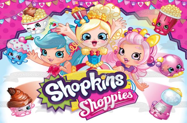 Shopkins Shoppies Popette Jessicake Bubbleisha Edible Cake Topper Image ABPID00834 For Sale