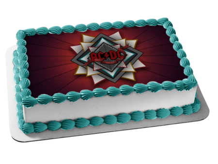 AC DC Music Logo Red Background Edible Cake Topper Image ABPID00200 For Discount