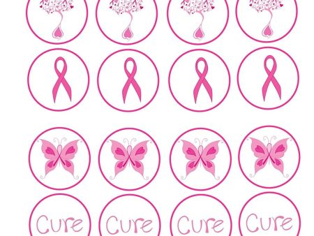 Breast Cancer Awareness Believe Cure Pink Ribbons and Butterflies Edible Cupcake Topper Images ABPID00499 Cheap