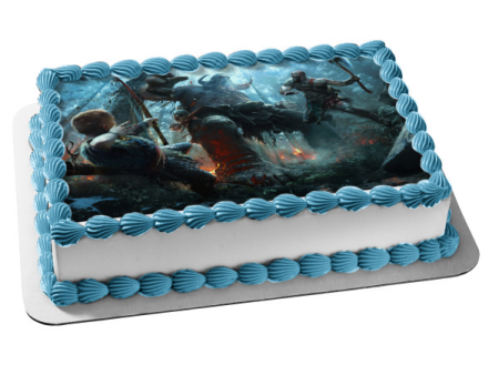 God of War Battle Scene Edible Cake Topper Image ABPID00823 Online Hot Sale