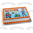 Blippi Youtube Youtuber Transportation Tractor Excavator Fire Truck Train Monster Truck Garbage Truck Edible Cake Topper Image ABPID50827 Online now