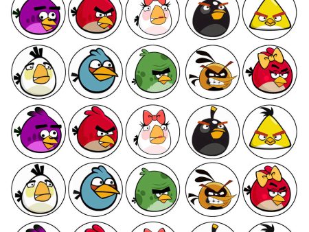 Angry Birds Red Pink the Blues Chuck Bomb Matilda Hal Stella and the Purple Bird Edible Cupcake Topper Images ABPID03640 Online