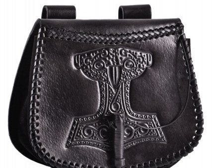 Bolso cinturón con relieve Thorshammer, cuero, negro 1680000302 For Sale