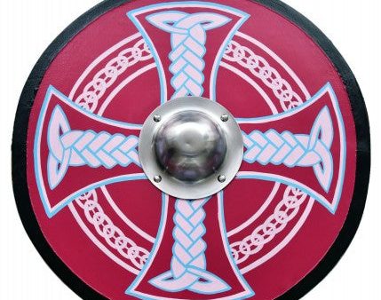 Escudo vikingo con motivo de cruz celta, pintado a mano, 61 cm 1116003800 For Cheap