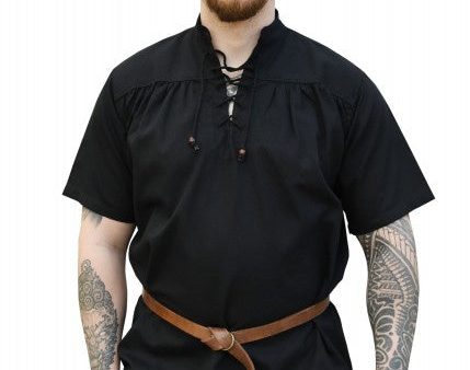 Camisa medieval, manga corta, negra 1280005420 For Discount