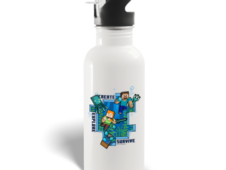 Minecraft Caves & Cliffs Create, Explore, Survive 20 oz Screw Top Personalized Water Bottle with Straw Online Sale