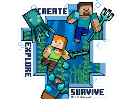 Minecraft Caves & Cliffs Create, Explore, Survive Die Cut Sticker Cheap