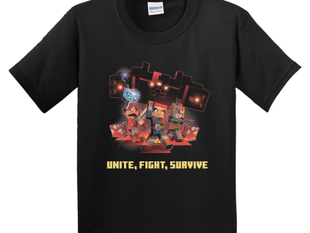 Minecraft Dungeons Unite, Fight, Survive Kids Short Sleeve T-shirt Online Sale