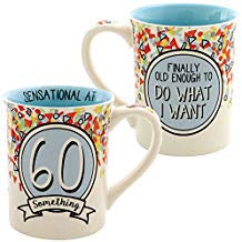 60 Something Mug - Handpainted Stoneware 16 Ounce Coffee Cup w  Clever Quip Hot on Sale