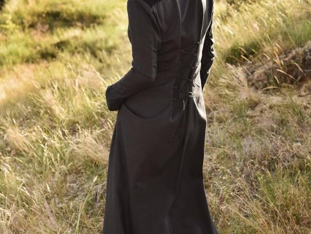 Vestido medieval Meira con detalles de terciopelo, negro 1280023020 Sale