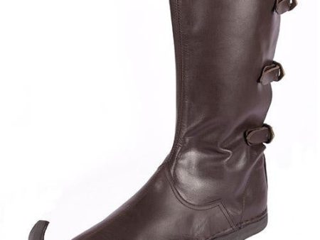 3116103200 Bota medieval de pico con tres hebillas, marrón oscuro For Discount