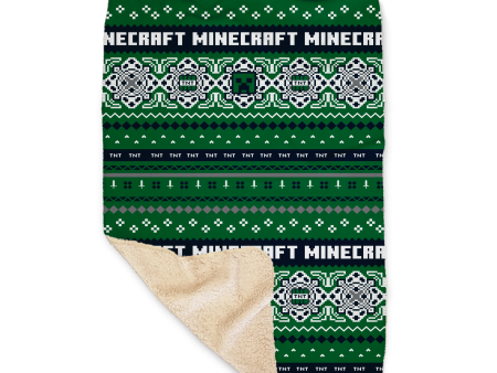 Minecraft Creeper Fairisle Sherpa Blanket For Cheap