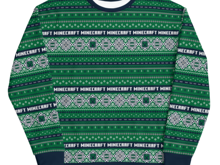 Minecraft Creeper Fairisle Unisex Crew Neck Sweatshirt Online Sale