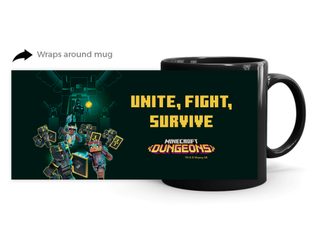 Minecraft Dungeons Unite, Fight, Survive Black Mug Hot on Sale