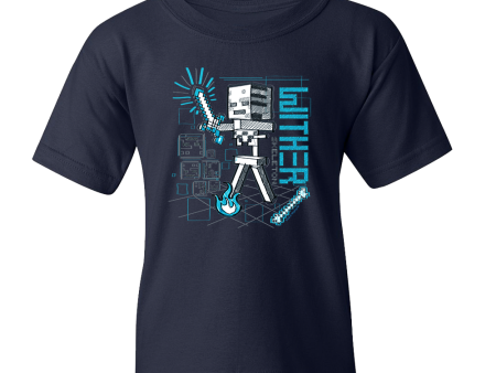 Minecraft Acid Sketch Wither Skeleton Kids Short Sleeve T-Shirt Online Sale