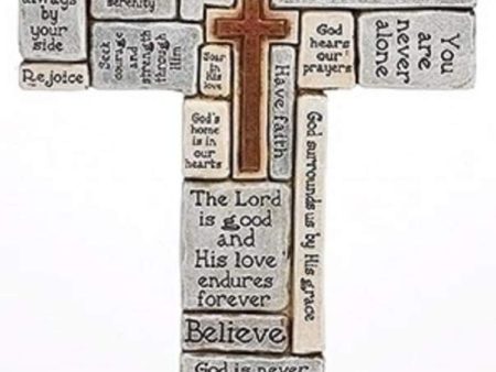 Christians Words and Saying Crossword 16 inch Resin Stoneware Wall Cross For Sale