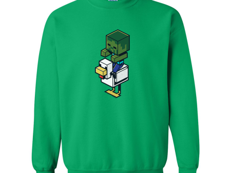 Minecraft Jolly Mobs Chicken Jockey Fleece Crewneck Sweatshirt Cheap