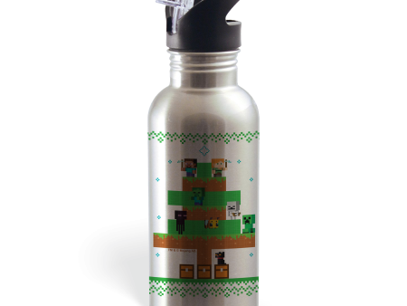 Minecraft Tree Sweater Personalized 20 oz Screw Top Water Bottle with Straw Online Sale